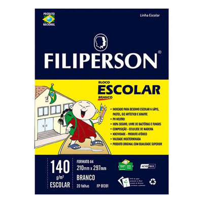 Bloco Desenho Escolar A4 20 folhas 140g Br - Filiperson
