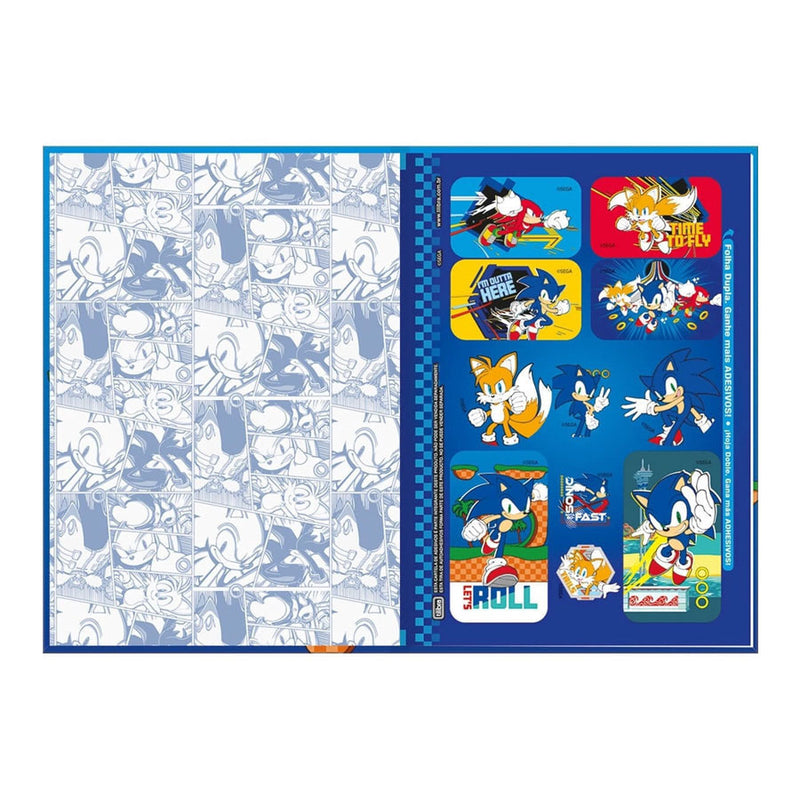Caderno Brochura Costurado Pequeno 1/4 Capa Dura Sonic 48 Folhas - Tilibra