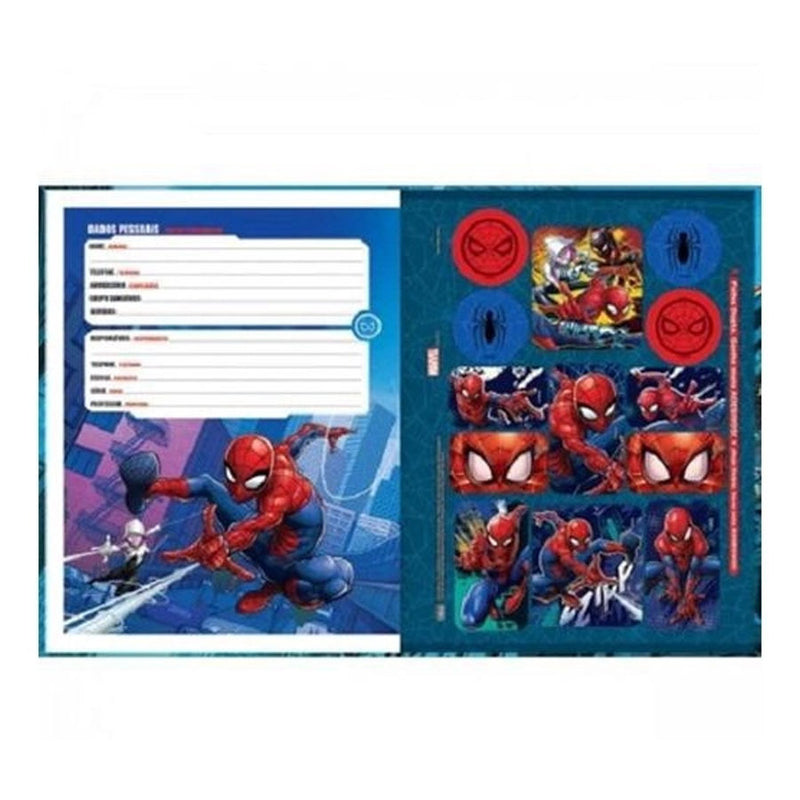 Caderno Brochura Capa Dura Quadriculado 40 Folhas Spider-Man