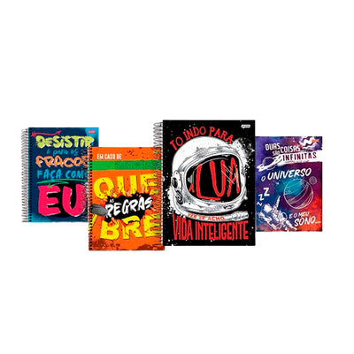 Caderno Espiral Universitario Capa Dura 15 Materias 240 Folhas Insano Jandaia - Capas Sortidas