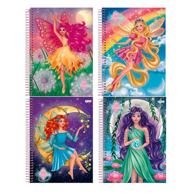 Caderno Espiral Universitário Capa Dura 15 Materia 240 Folhas Conto De Fadas Jandaia - Capas Sortidas