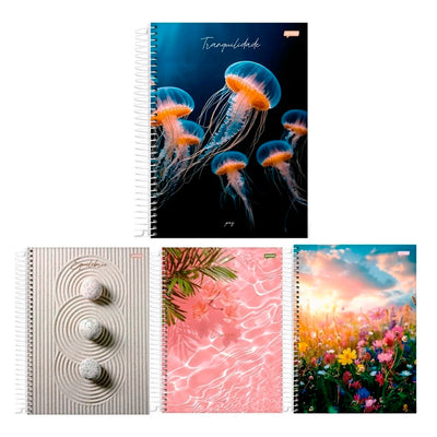 Caderno Universitário Espiral Paz Jandaia - 10 Matérias 160 Folhas Capas Sortidas