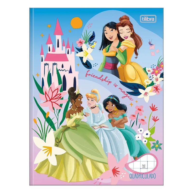 Caderno Pedagógico Quadriculado 40 Folhas Princesas 10x10mm Capa Dura - Tilibra