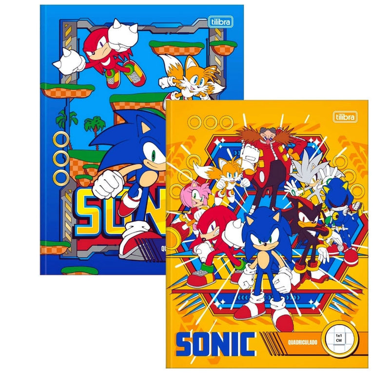 Caderno Brochura Quadriculado Sonic 40 Folhas Escolar