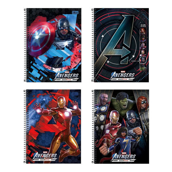 Caderno Universitário 80 Folhas Capa Dura Espiral Avengers Game Tilibra