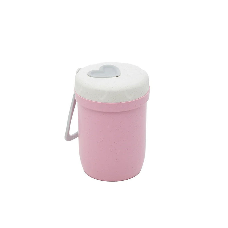 Copo Térmico de Fibra de Bambu EPP - Parede Dupla com Alça de Silicone e Tampa Rosa - 300 ml