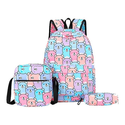 Kit Mochila Escolar Com 3 Peças - Gatinhos