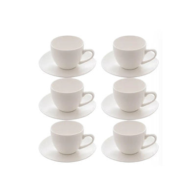 Conjunto de Xicaras Com Pires Cerâmica 06 Peças Branco
