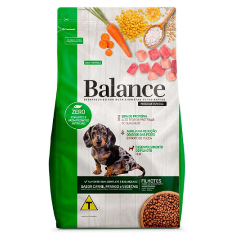 Ração Balance para Cães Filhotes de Raças Pequenas Sabor Carne, Frango e Vegetais 2,7kg