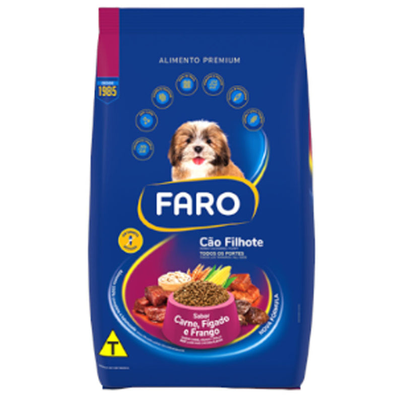 Ração Faro Cães Filhotes Sabor Carne, Fígado e Frango 2,7kg