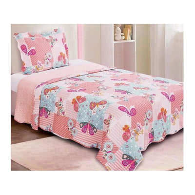 Colcha Solteiro Infantil Patchwork Dupla Face Borboleta