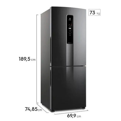 GELADEIRA ELECTROLUX FROST FREE INVERTER 490L COM AUTOSENSE INVERSE BLACK INOX LOOK (IB7B) 127 V