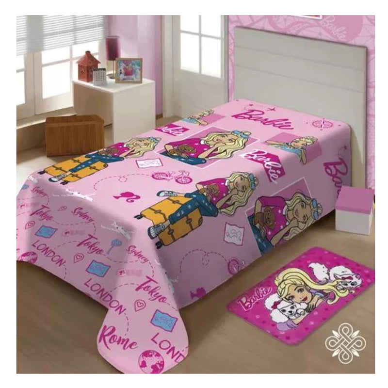 Manta Mattel Fun 1,50m x 2,00 Jolitex - Barbie Viagens