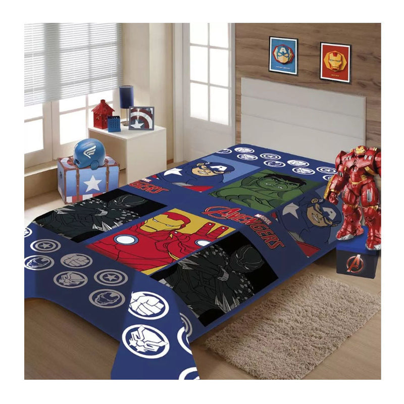 Manta Marvel Vingadores Azul Avengers Fun 150x200 Jolitex