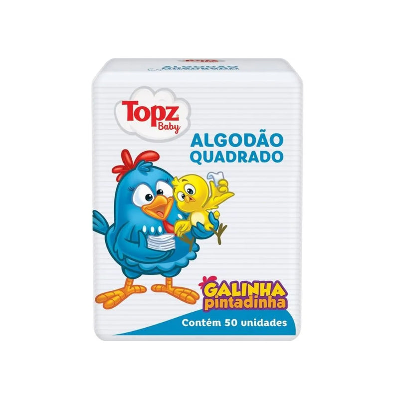 Topz Algodão Quadrado Galinha Pintadinha com 50 Unidades