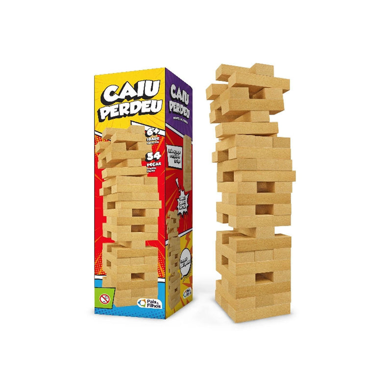 Jogo Caiu Perdeu 54 Peças de Madeira - Pais & Filhos