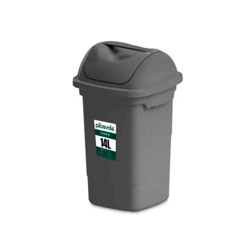 Lixeira Basculante de Plástico Plasvale Cinza - 14L