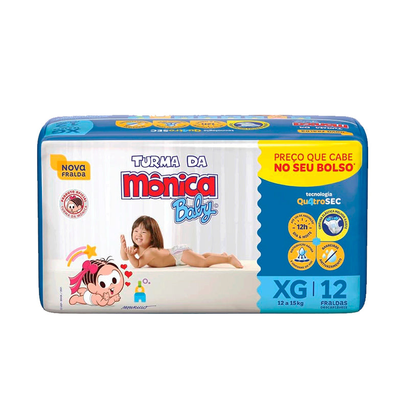 Fralda Turma da Monica Baby Jumbo XG - 12 Unidades