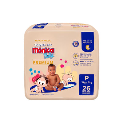 Fraldas Turma da Mônica Baby Premium Jumbo P - 26 Unidades