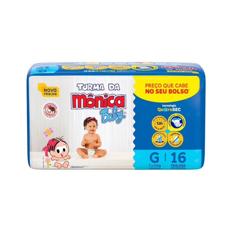 Fralda Turma da Mônica Jumbinho G - 16 Unidades T
