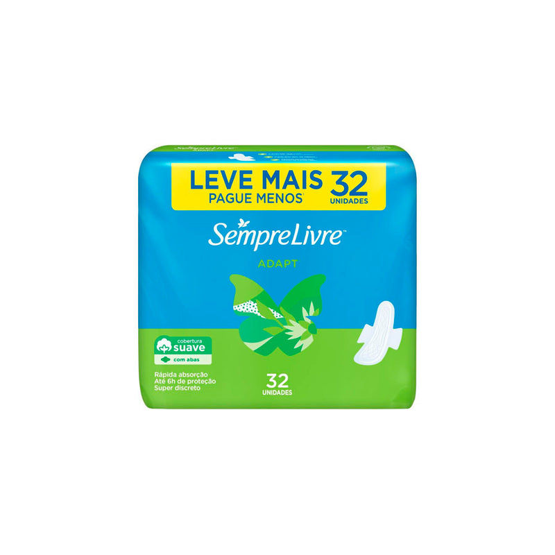 Absorvente Sempre Livre Adapt Suave Com Abas 32 Unidades