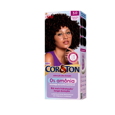 Niely Kit Creme Coloração Cor&ton Color sem Amônia Castanho Escuro 3.0