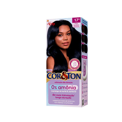 Niely Kit Creme Coloração Cor&ton 0% Amônia 1.7 Preto Azulado