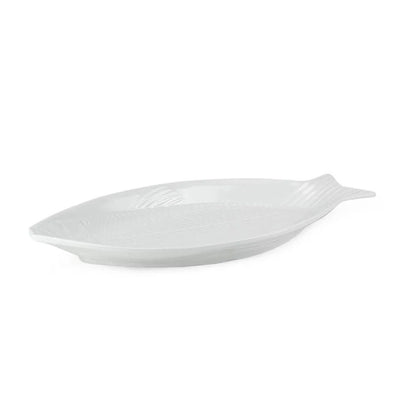 Travessa Peixe em Cerâmica Branca 47X21X4 Cm