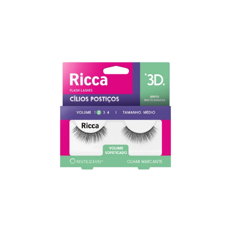 Cílios 3D Ricca Vol. 02 Médio - 403