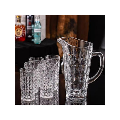 Jogo Jarra e 6 Copos Vidro Cristal Delisoga