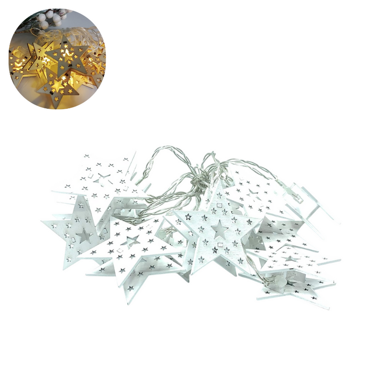 PISCA PISCA 20 LEDS AMARELA ESTRELAS BRANCAS