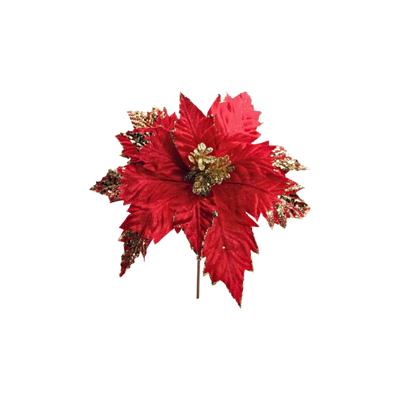 Enfeite Flor Poinsetia 22 cm - Hast 19 Cm Cores Diversas