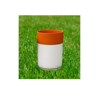 Vaso de Cerâmica Redondo com Faixa de Couro 15x20cm - Branco