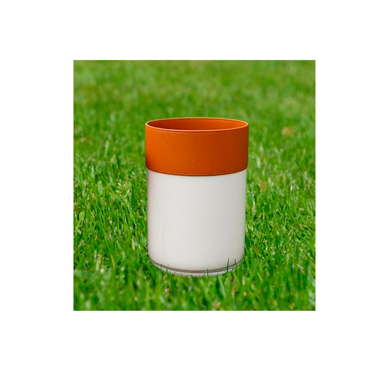 Vaso de Cerâmica Redondo com Faixa de Couro 15x20cm - Branco
