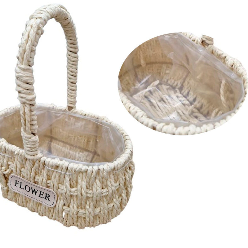 Cesta artesanal para Flores com Alça - 28 cm