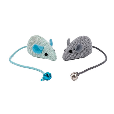 Kit com 2 Brinquedos para Gato Formato Ratinho com Guizo – 10x5 cm