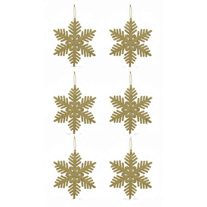 Enfeite Natalino Floco De Neve Dourado - 6 Unidades