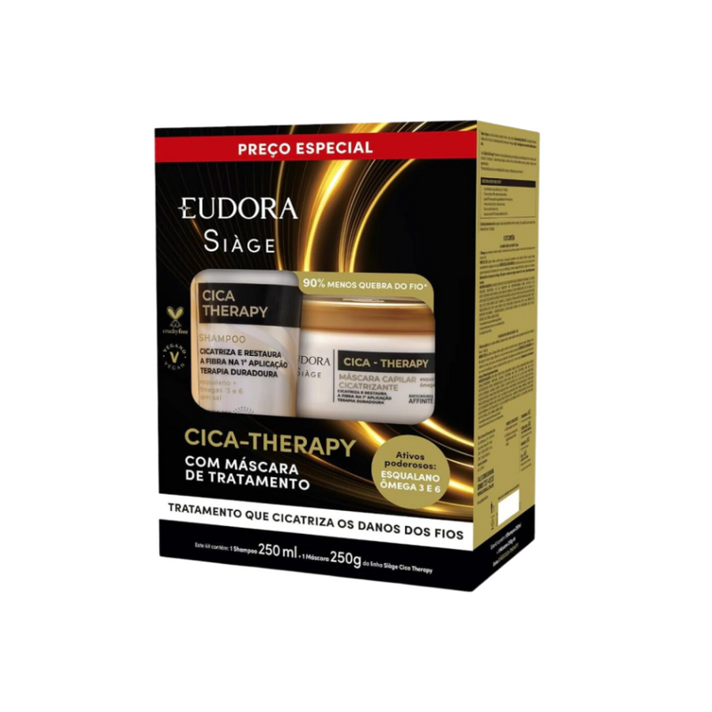 Kit Siàge Eudora Cica-Therapy Shampoo 250ml + Máscara Capilar Cicatrizante 250g Siàge 500 ml