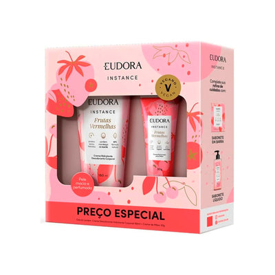 Eudora Instance Frutas Vermelhas - Kit Loção Hidratante Corporal 180g + Hidratante para Mãos 30g