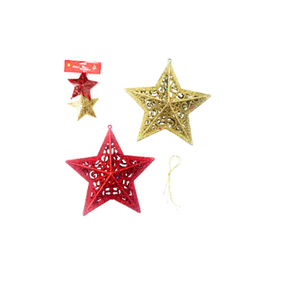 Enfeite Natalino Estrela 2 peças - Cores Diversas