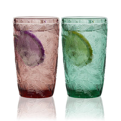 Jogo de Copo de Vidro 2 Peças Colorido 380ML DELI