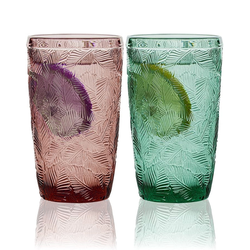 Jogo de Copo de Vidro 2 Peças Colorido 380ML DELI