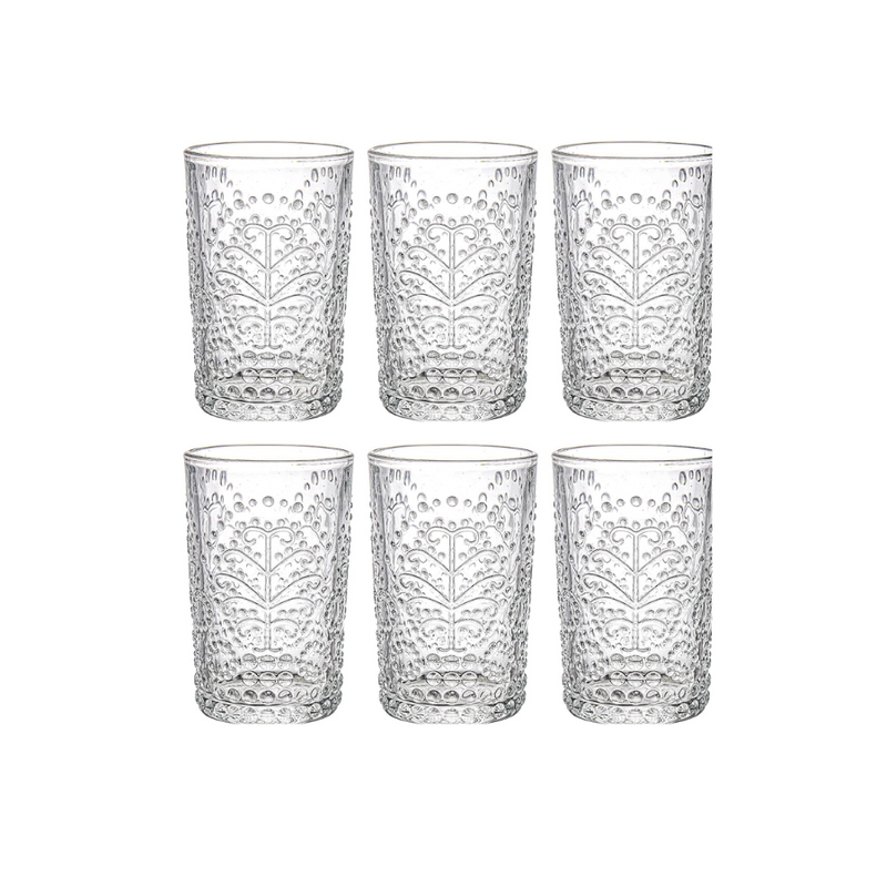 Jogo De Copo Vidro 6 Peças Arabesco 350ml Deli