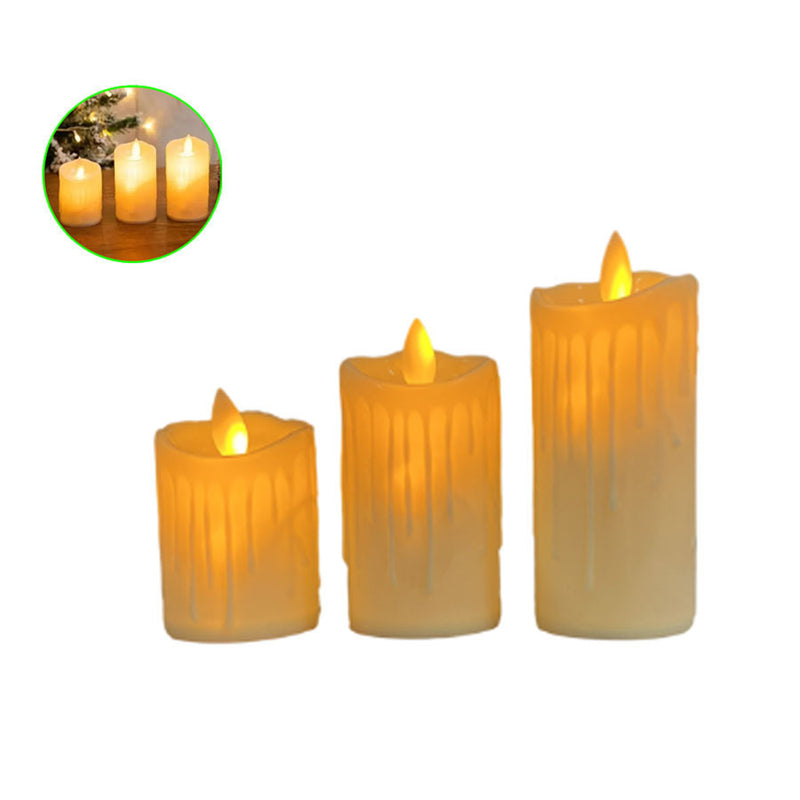 Kit 3 Velas Plástico Luz Amarela BT-277