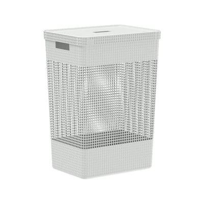 Cesto de Roupas Grid Com Tampa 49L Branco Oceano