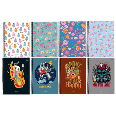Caderno Universitário Capa Dura Fuzy 10 Matérias Foroni Capas Sortidas