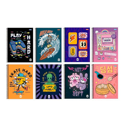 Caderno Universitário Capa Dura Espiral Fuzy 15 Matérias 240 Folhas Foroni - Capas Sortidas