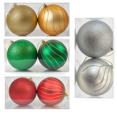 Kit com 2 Peças Enfeite Natalino Bola 10cm -- Cores Diversas