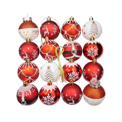 Kit 16 Bolas de Natal Decoradas - 6cm