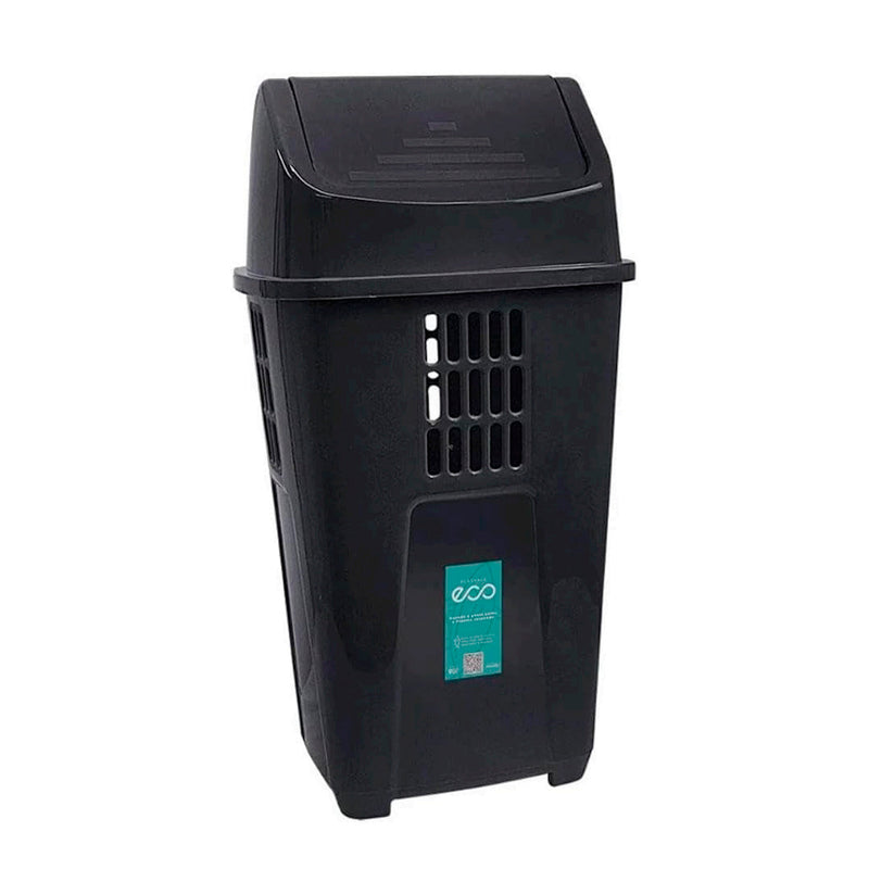 Lixeira Plasvale Basculante Preta - 50L